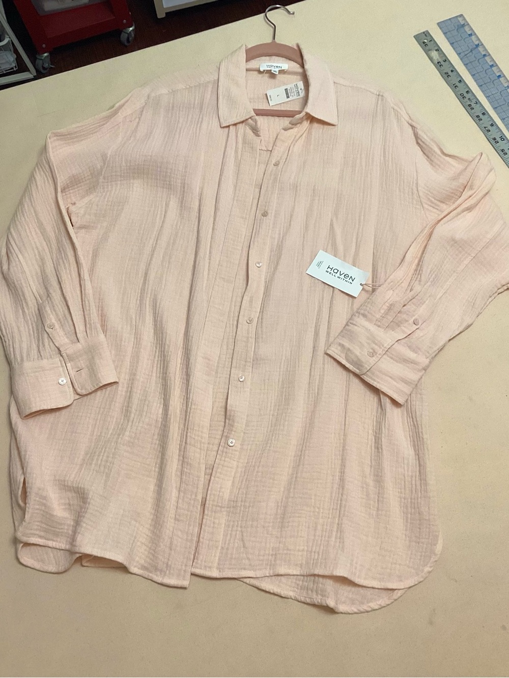 Haven Well Within Pale Peach Button-Down Shirt